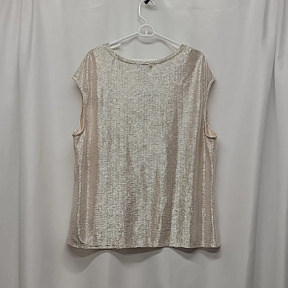 Liz Claiborne Career Shimmery Sleeveless Dressy Blouse Top 1X EUC Rom-com Core - Picture 7 of 9